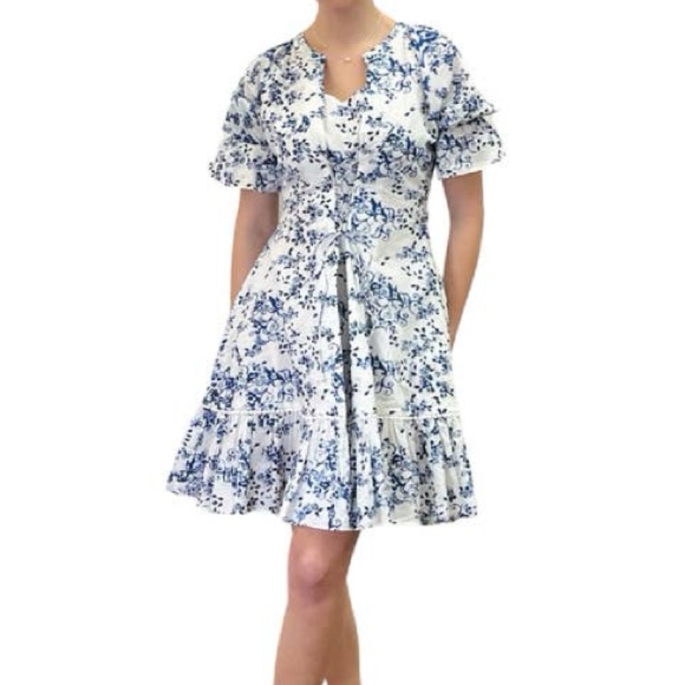 Atelier NY Porcelin Front Tie Tunic Style Dress Size: 10